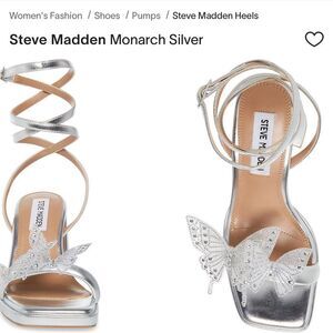 Steve Madden Monarch Silver Heeled Sandals Size 7 NWOT